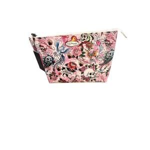💖 NWT Ed Hardy 11” Pink Tattoo Print Bag 💀 Y2K Skulls & Roses Pouch 🌹